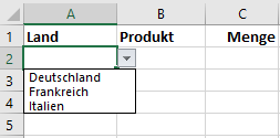 Eintrag aus Liste in Excel auswählen