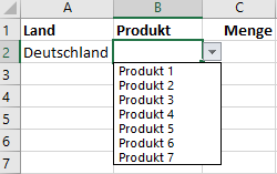 Eintrag aus gefilterter Liste in Excel auswählen