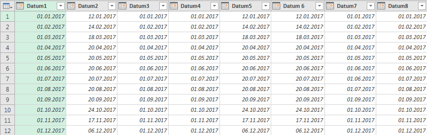 Abfrageeditor mit Datumsfelder