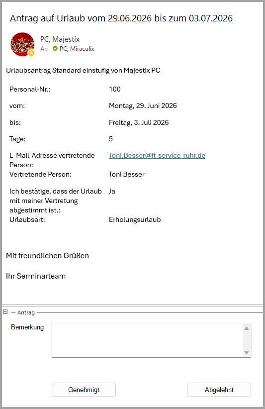 Urlaubsantrag genehmigen