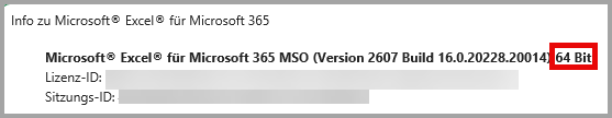 Info: Excel 64-Bit-Version